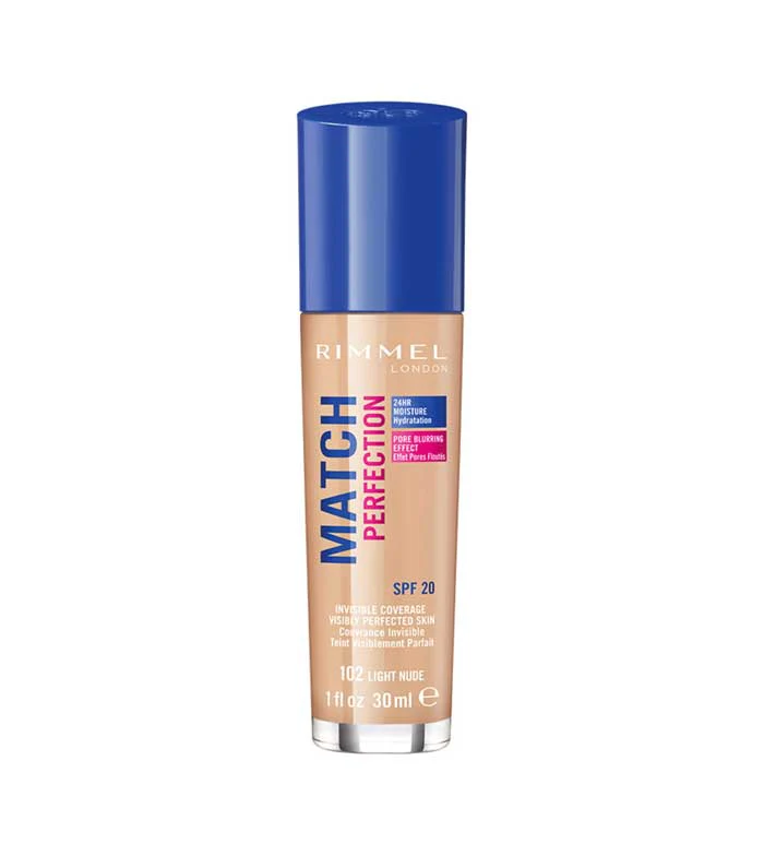 Rimmel London Match Perfection 24HR Hydration Foundation 102 Light Nude